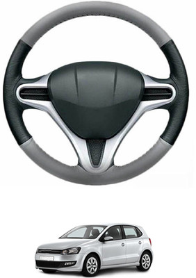MATIES Steering Cover For Volkswagen Polo(Grey, Black, Leather)