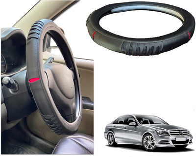 PEEPS STORE Steering Cover For Mercedes Benz C180(Black, Red, Leatherite)