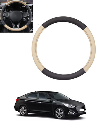 ABJD Steering Cover For Hyundai Verna(Beige, Black, Leatherite)