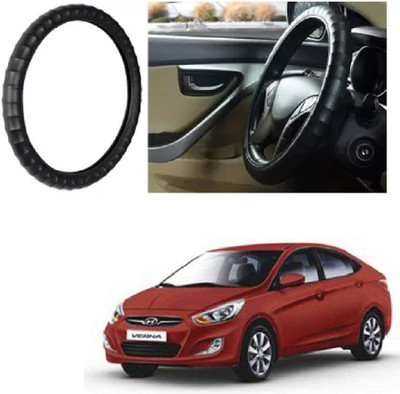 Shubh Auto Hand Stiched Steering Cover For Hyundai Verna Fluidic(Black, Leatherite)
