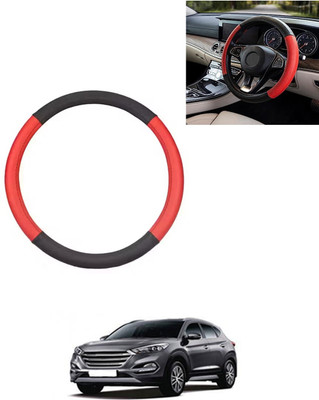 AYW Steering Cover For Hyundai Tucson(Red/Black, Leatherite)