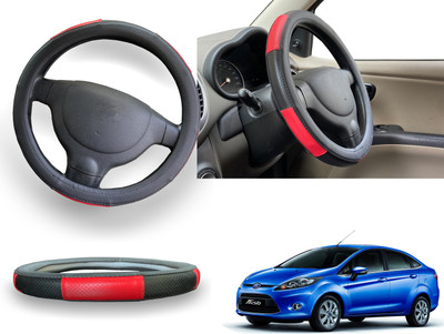 PEEPS STORE Steering Cover For Ford Fiesta(Red, Leatherite)