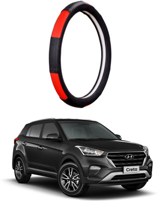 AUTO PEARL Steering Cover For Hyundai Creta(Black Red, Leatherite)