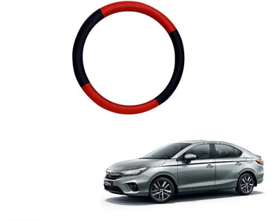 SPREADX Steering Cover For Honda City(Red, Black, Leatherite)