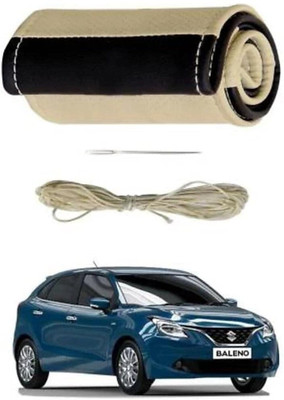 S MANGLAM Hand Stiched Steering Cover For Universal For Car Classic(Beige, Leatherite)
