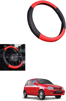 MATIES Steering Cover For Hyundai Universal For Car(Red/Black, Leather)