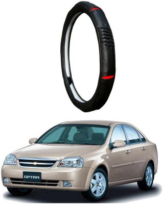 AUTO PEARL Steering Cover For Chevrolet Optra(Diamond Black Red, Leatherite)
