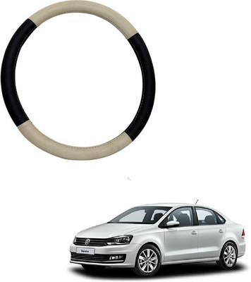 RKPSP Hand Stiched Steering Cover For Universal For Car Vento(Beige/Brown, Leatherite)