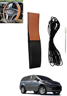 RKPSP Hand Stiched Steering Cover For Tata Aria(Tan, Black, Leatherite)