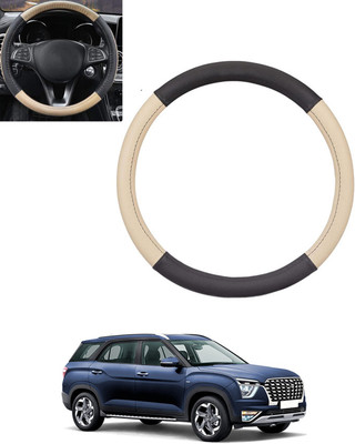 ABJD Steering Cover For Hyundai Universal For Car(Beige, Black, Leatherite)