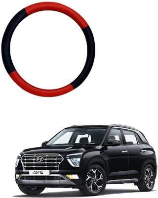 SPREADX Steering Cover For Hyundai Creta(Red, Black, Leatherite)