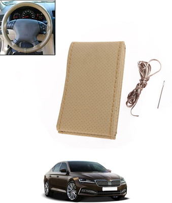 monolive Hand Stiched Steering Cover For Skoda Superb(Beige, Leatherite)