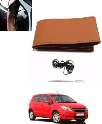 MATIES Hand Stiched Steering Cover For Chevrolet Sail UVA(Tan, Leatherite)