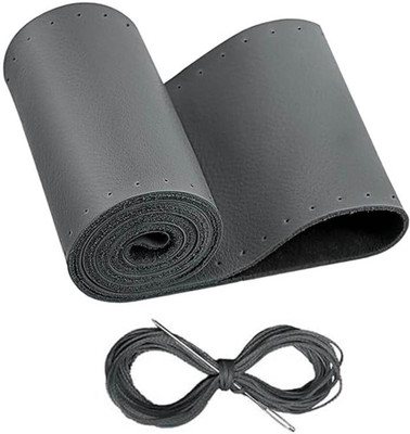 ABJD Hand Stiched Steering Cover For Hyundai i20(Grey, Leatherite)