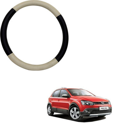 RKPSP Hand Stiched Steering Cover For Universal For Car Polo Cross(Beige/Brown, Leatherite)