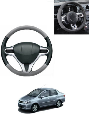AYW Steering Cover For Honda Universal For Car(Grey/Black, Leatherite)