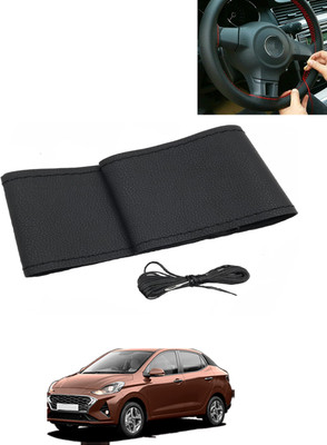 AYW Hand Stiched Steering Cover For Hyundai Universal For Car(Black, Leatherite)