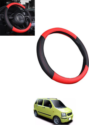 ABJD Steering Cover For Universal For Car WagonR(Red, Black, Leatherite)