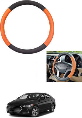 MATIES Steering Cover For Hyundai Elantra(Tan/Black, Leather)