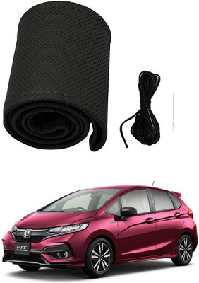 arneja trading company Hand Stiched Steering Cover For Honda Jazz(Black, Leather)