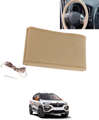 MATIES Hand Stiched Steering Cover For Renault Universal For Car(Beige, Leatherite)