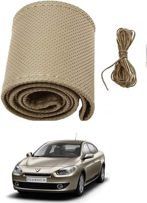 ARNEJA Hand Stiched Steering Cover For Renault Fluence(Beige, Leather)