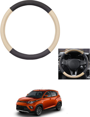 MATIES Steering Cover For Mahindra Universal For Car(Beige/Black, Leather)