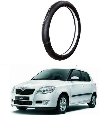 AUTO PEARL Steering Cover For Skoda Fabia(Black, Leatherite)
