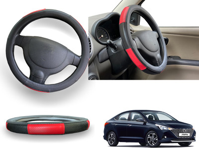 PEEPS STORE Steering Cover For Hyundai Verna Fluidic(Red, Leatherite)