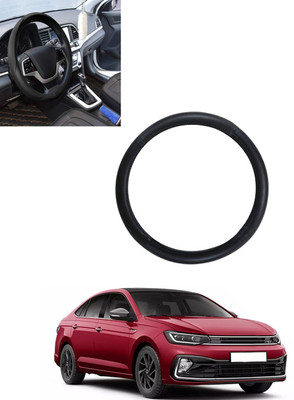 ABJD Steering Cover For Volkswagen Universal For Car(Black, Leatherite)