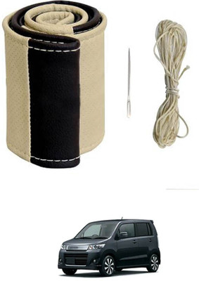 ABJD Hand Stiched Steering Cover For Suzuki WagonR Stingray(Beige, Black, Leatherite)