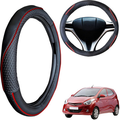 PEEPS STORE Steering Cover For Hyundai Eon(Black, Leatherite)