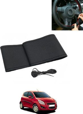 MATIES Hand Stiched Steering Cover For Universal For Car Ritz(Black, Leatherite)