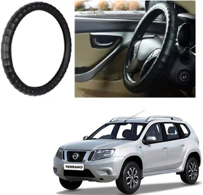 Shubh Auto Hand Stiched Steering Cover For Nissan Terrano(Black, Leatherite)