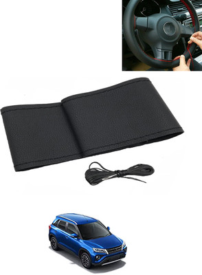 AYW Hand Stiched Steering Cover For Toyota Universal For Car(Black, Leatherite)