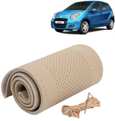 Kingsway Hand Stiched Steering Cover For Maruti A-Star(Beige Color with Beige Thread, Leatherite)
