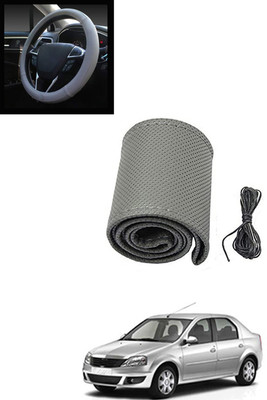 MATIES Hand Stiched Steering Cover For Mahindra Logan(Grey, Leatherite)