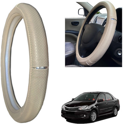 PEEPS STORE Steering Cover For Toyota Etios(Black, Leatherite)
