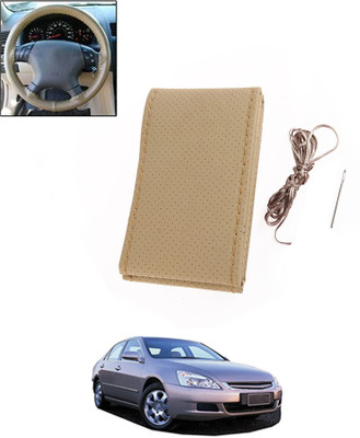 MSNP Hand Stiched Steering Cover For Honda Accord(Beige, Leatherite)
