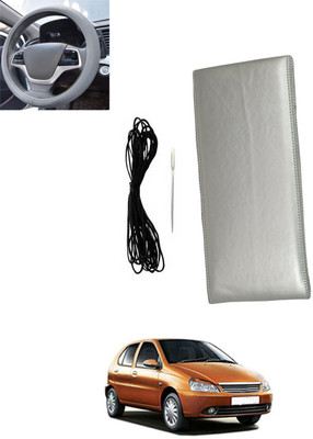 monolive Hand Stiched Steering Cover For Tata Indica(Silver, Leatherite)