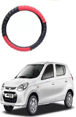 OOLTAH PAHIYA Hand Stiched Steering Cover For Suzuki Alto 800(Red & Black, Leatherite)