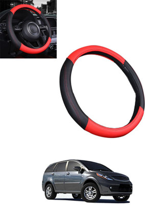 MATIES Steering Cover For Tata Aria(Red/Black, Leatherite)