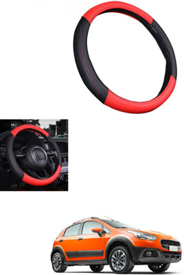 MATIES Steering Cover For Fiat Avventura(Red/Black, Leather)