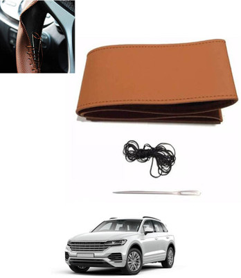 MSNP Hand Stiched Steering Cover For Volkswagen Touareg(Tan, Leatherite)