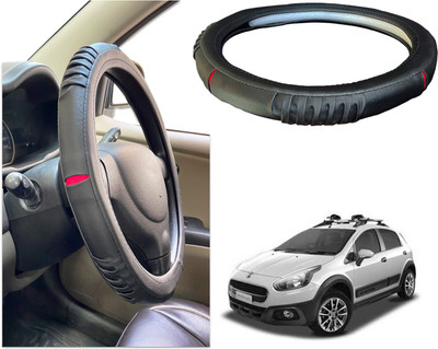 PEEPS STORE Steering Cover For Fiat NA(Black, Red, Leatherite)