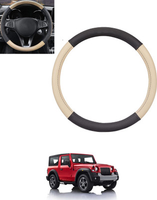 monolive Hand Stiched Steering Cover For Mahindra Thar(Beige, Black, Leatherite)