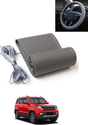 AYW Hand Stiched Steering Cover For Mahindra TUV 300(Grey, Leatherite)
