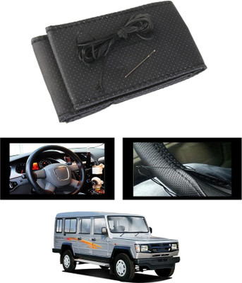 ABJD Hand Stiched Steering Cover For Chevrolet Universal For Car(Black, Leatherite)
