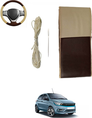 monolive Hand Stiched Steering Cover For Tata Universal For Car(Brown/Beige, Leatherite)