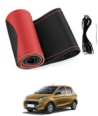MATIES Hand Stiched Steering Cover For Maruti Alto K10(Red/Black, Leatherite)